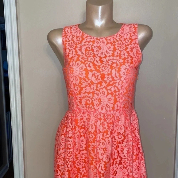 Madewell women’s  Dress 6 small Mini sleeveless Orange white Blossom Floral Lace - Picture 4 of 10